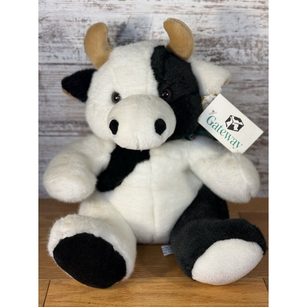 Rare Vintage Gateway Computers 13” Plush Cow Emily With Tags And Bell